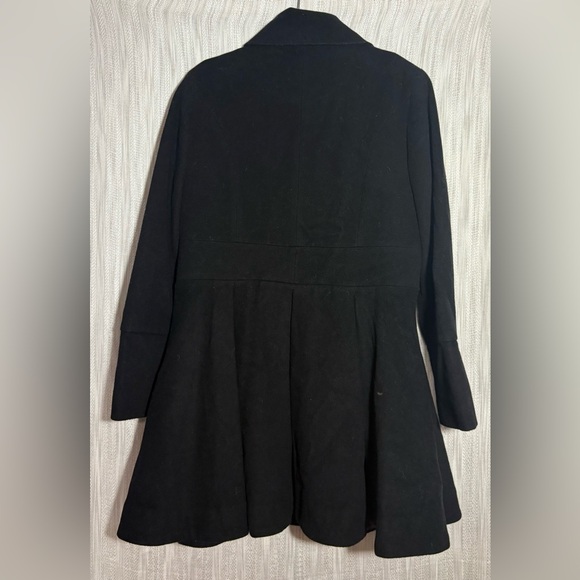Betsey Johnson Black Trench Coat with Button Accents - Picture 2 of 4